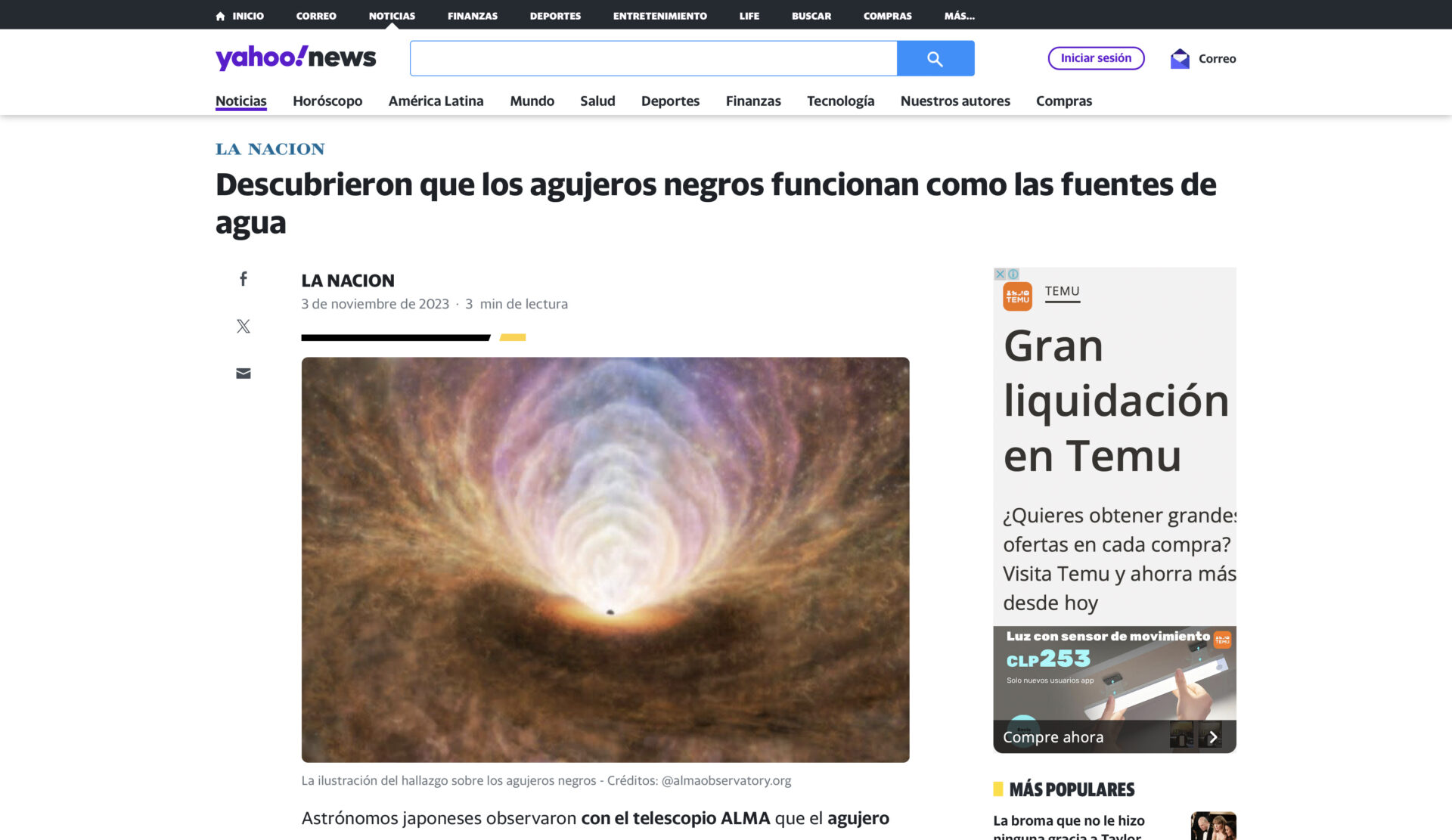 Descubrieron que los agujeros negros funcionan como las fuentes de agua